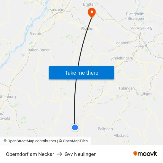 Oberndorf am Neckar to Gvv Neulingen map