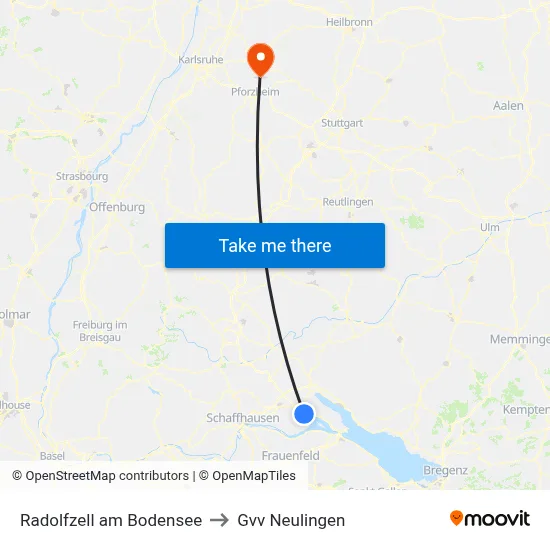 Radolfzell am Bodensee to Gvv Neulingen map