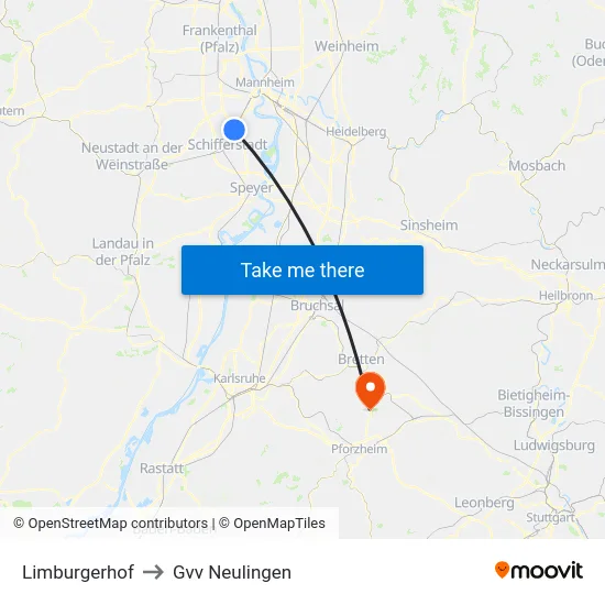 Limburgerhof to Gvv Neulingen map