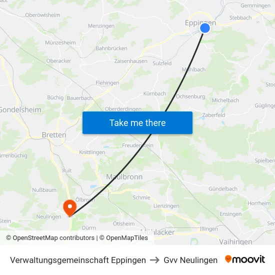 Verwaltungsgemeinschaft Eppingen to Gvv Neulingen map