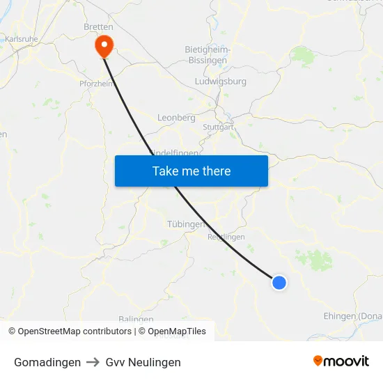 Gomadingen to Gvv Neulingen map