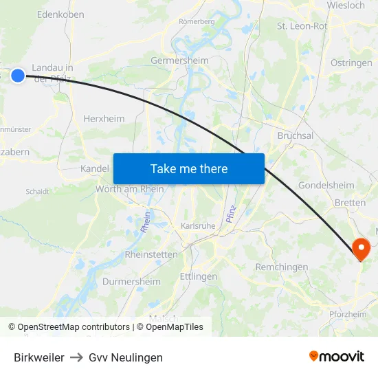 Birkweiler to Gvv Neulingen map