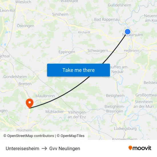 Untereisesheim to Gvv Neulingen map