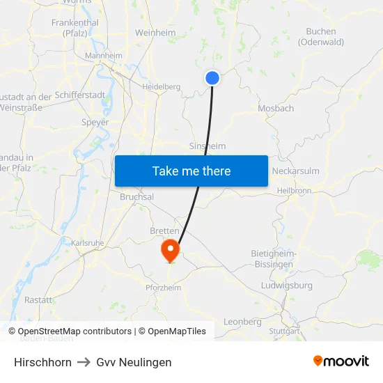 Hirschhorn to Gvv Neulingen map