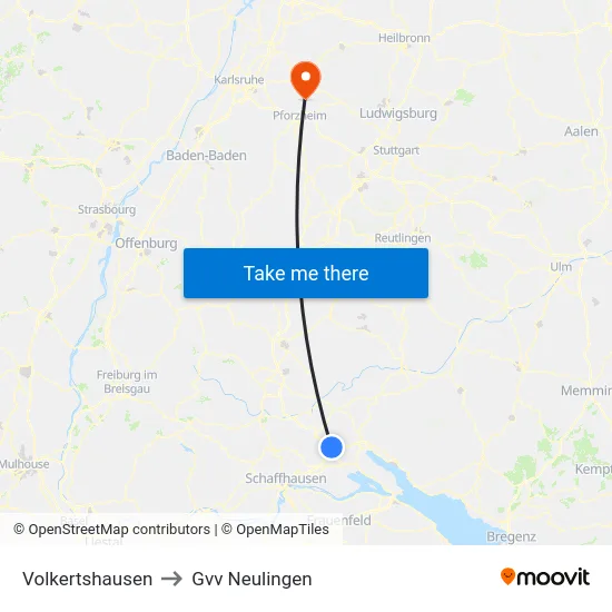 Volkertshausen to Gvv Neulingen map