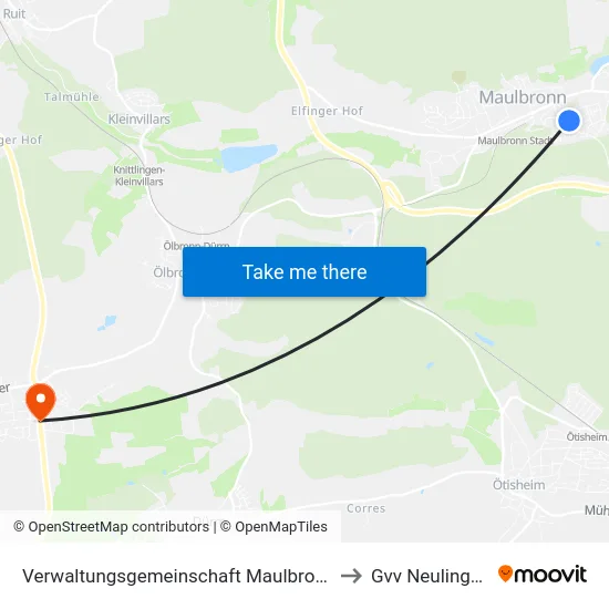Verwaltungsgemeinschaft Maulbronn to Gvv Neulingen map