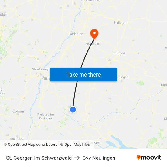St. Georgen Im Schwarzwald to Gvv Neulingen map