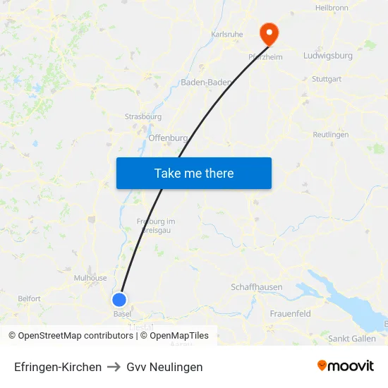 Efringen-Kirchen to Gvv Neulingen map
