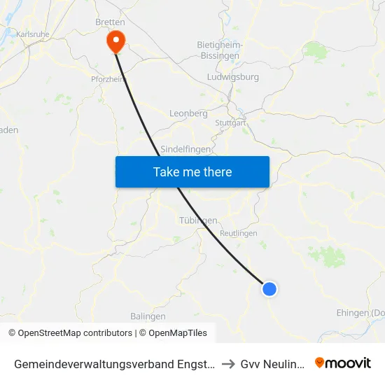 Gemeindeverwaltungsverband Engstingen to Gvv Neulingen map