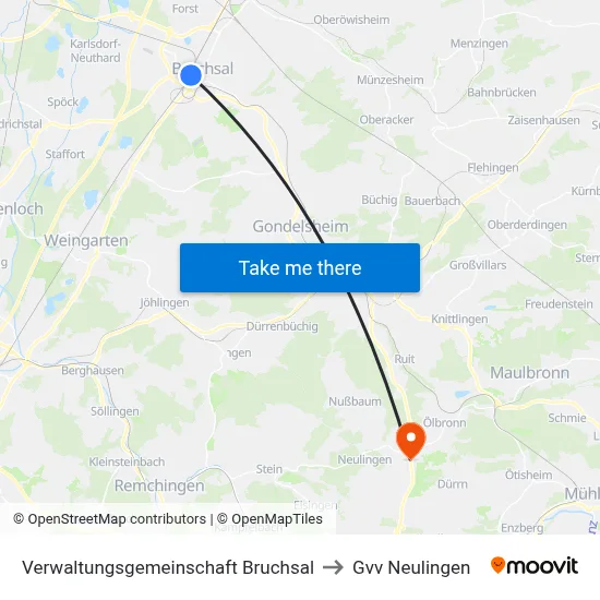 Verwaltungsgemeinschaft Bruchsal to Gvv Neulingen map
