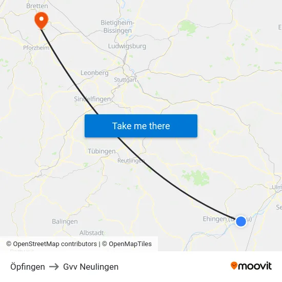 Öpfingen to Gvv Neulingen map