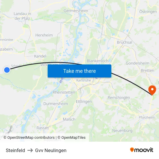 Steinfeld to Gvv Neulingen map