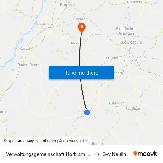 Verwaltungsgemeinschaft Horb am Neckar to Gvv Neulingen map