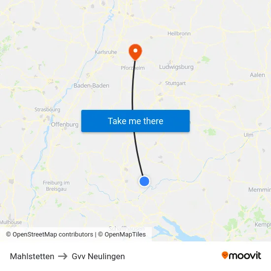 Mahlstetten to Gvv Neulingen map