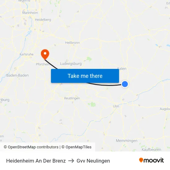 Heidenheim An Der Brenz to Gvv Neulingen map