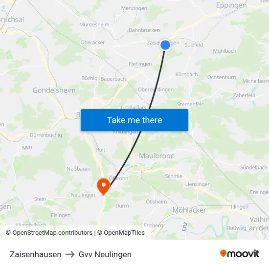 Zaisenhausen to Gvv Neulingen map