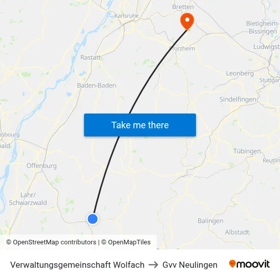 Verwaltungsgemeinschaft Wolfach to Gvv Neulingen map