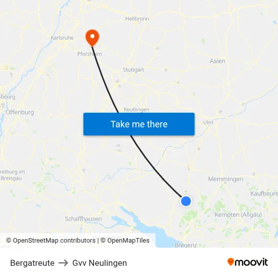Bergatreute to Gvv Neulingen map