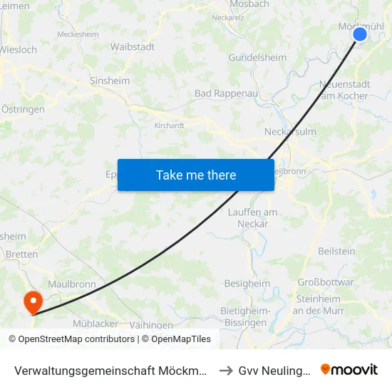 Verwaltungsgemeinschaft Möckmühl to Gvv Neulingen map