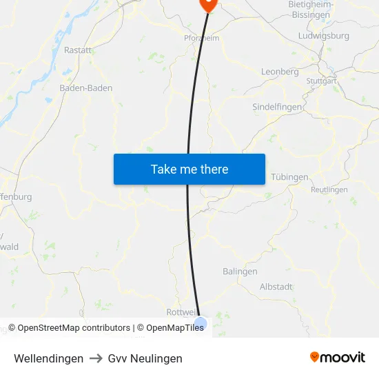 Wellendingen to Gvv Neulingen map