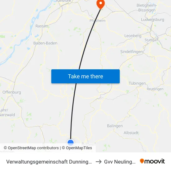 Verwaltungsgemeinschaft Dunningen to Gvv Neulingen map