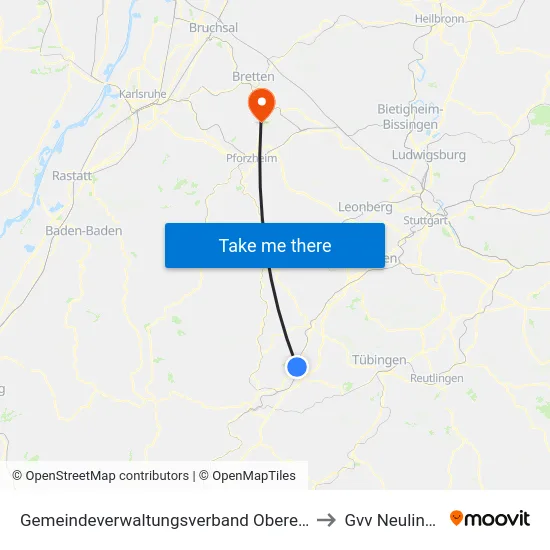 Gemeindeverwaltungsverband Oberes Gäu to Gvv Neulingen map