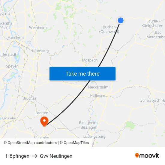 Höpfingen to Gvv Neulingen map