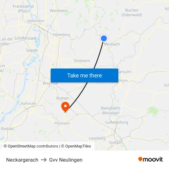 Neckargerach to Gvv Neulingen map