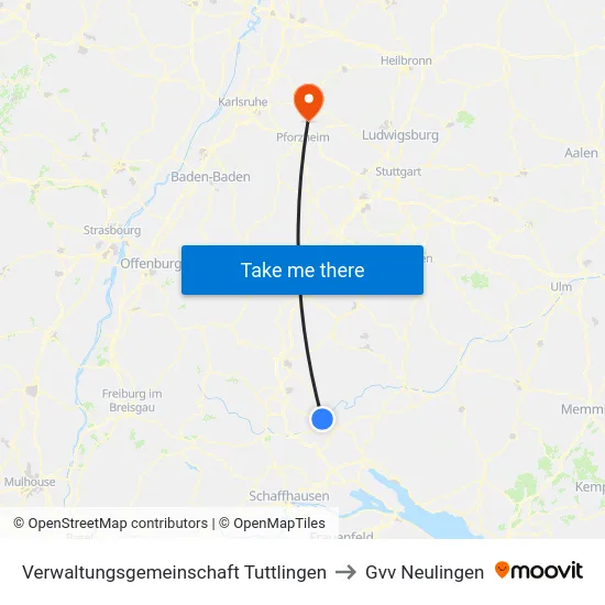 Verwaltungsgemeinschaft Tuttlingen to Gvv Neulingen map
