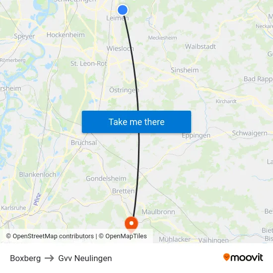 Boxberg to Gvv Neulingen map
