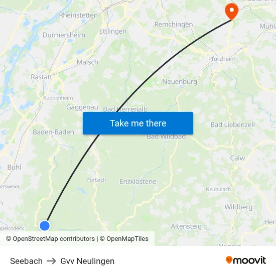 Seebach to Gvv Neulingen map