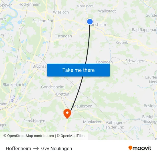 Hoffenheim to Gvv Neulingen map