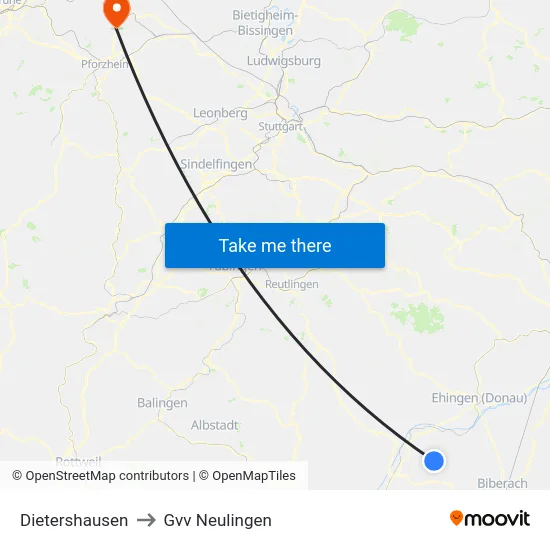Dietershausen to Gvv Neulingen map