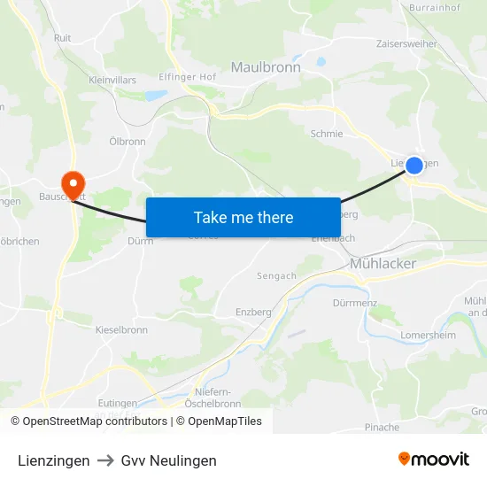 Lienzingen to Gvv Neulingen map