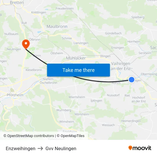 Enzweihingen to Gvv Neulingen map