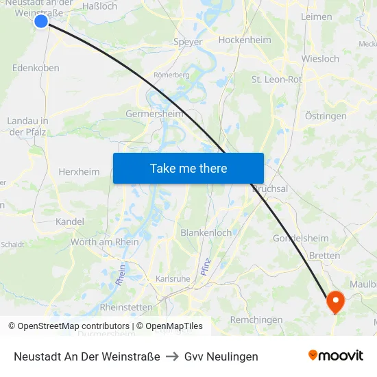 Neustadt An Der Weinstraße to Gvv Neulingen map