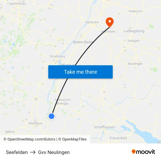 Seefelden to Gvv Neulingen map