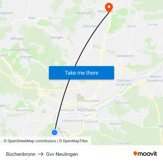 Büchenbronn to Gvv Neulingen map