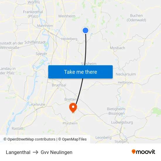Langenthal to Gvv Neulingen map