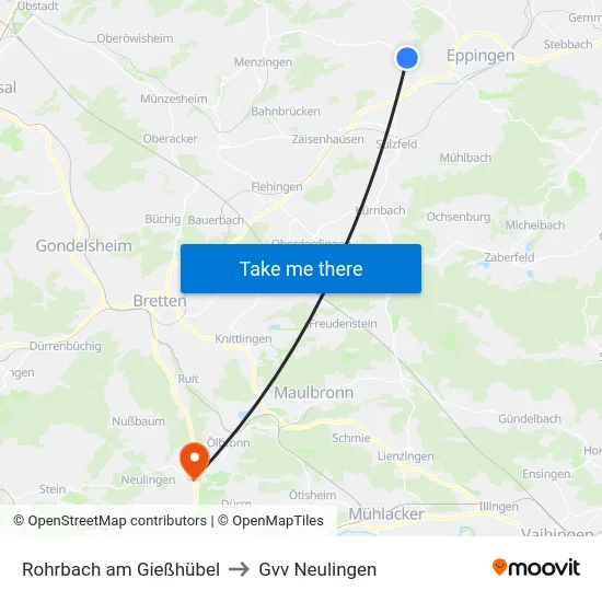 Rohrbach am Gießhübel to Gvv Neulingen map