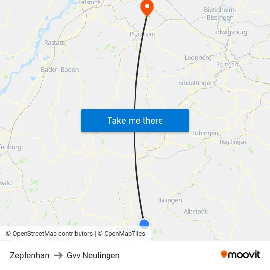Zepfenhan to Gvv Neulingen map