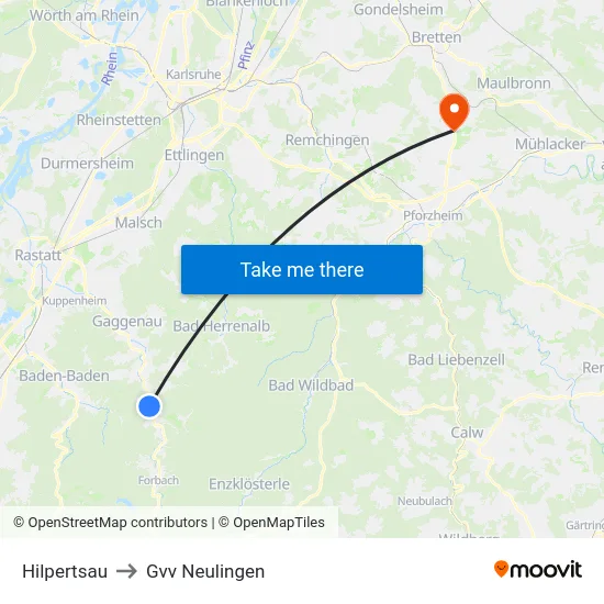 Hilpertsau to Gvv Neulingen map
