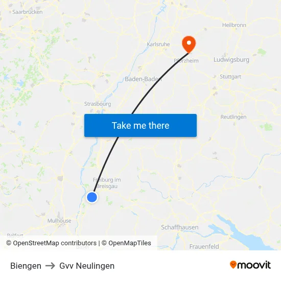 Biengen to Gvv Neulingen map