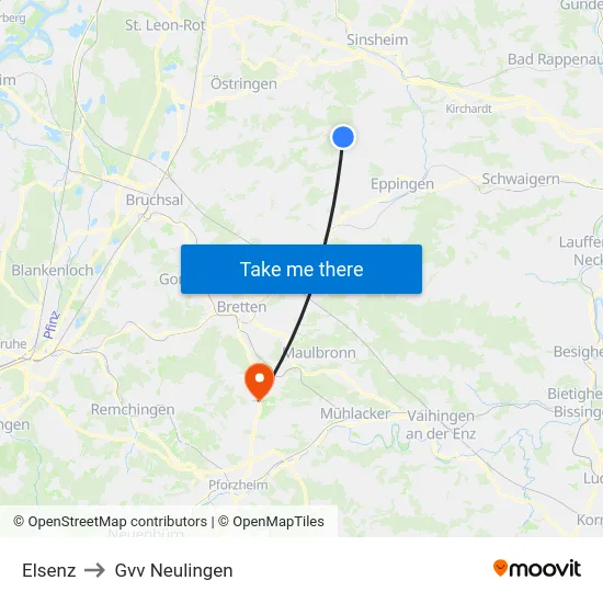 Elsenz to Gvv Neulingen map