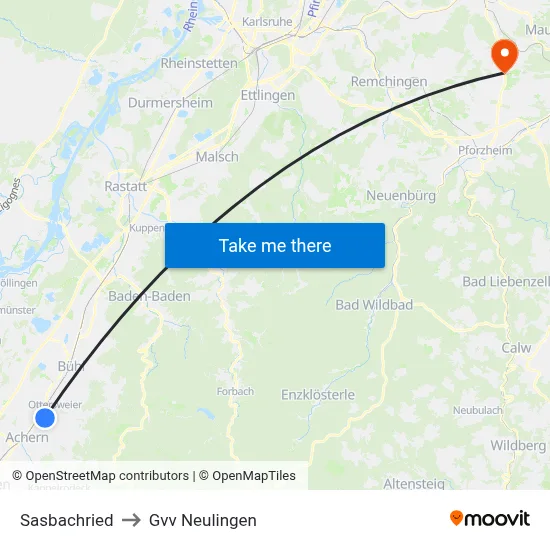 Sasbachried to Gvv Neulingen map