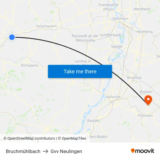 Bruchmühlbach to Gvv Neulingen map