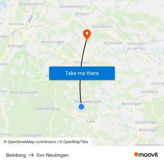 Beinberg to Gvv Neulingen map