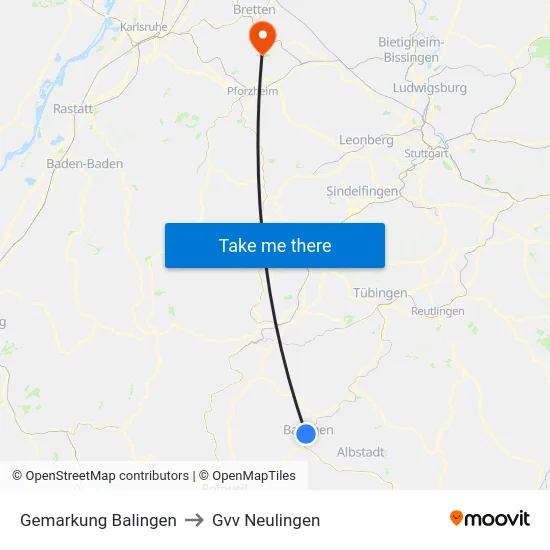 Gemarkung Balingen to Gvv Neulingen map