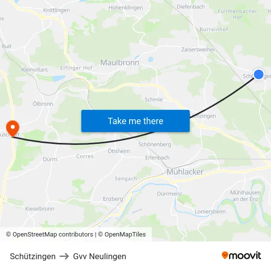 Schützingen to Gvv Neulingen map