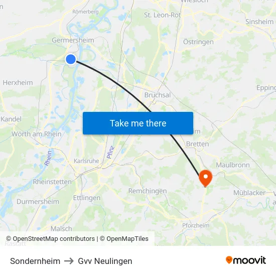 Sondernheim to Gvv Neulingen map